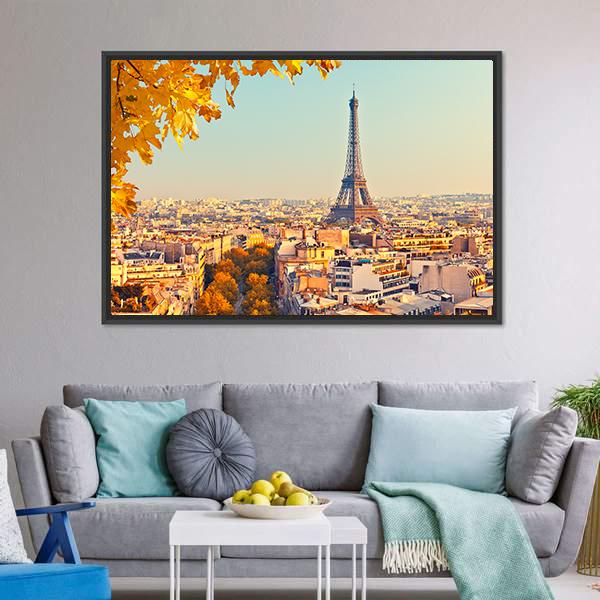 Eiffel Tower In Paris Canvas Wall Art-3 Horizontal-Gallery Wrap-25" x 16"-Tiaracle