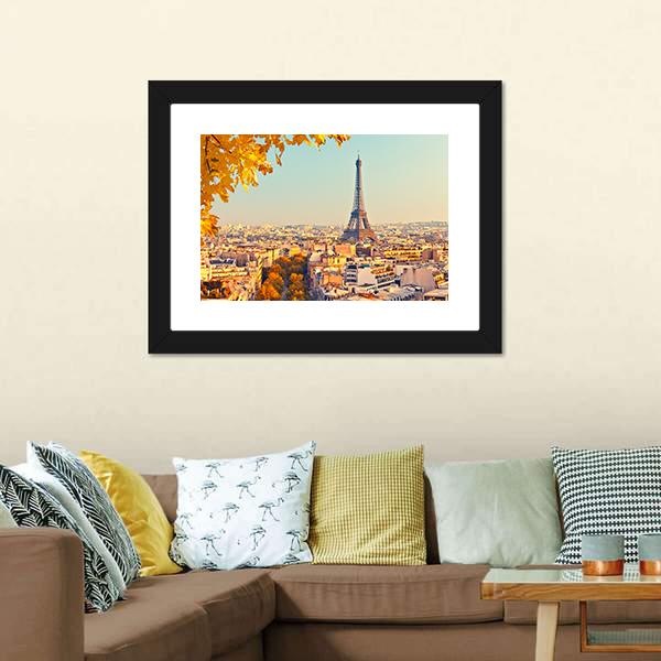 Eiffel Tower In Paris Canvas Wall Art-1 Piece-Framed Print-20" x 16"-Tiaracle