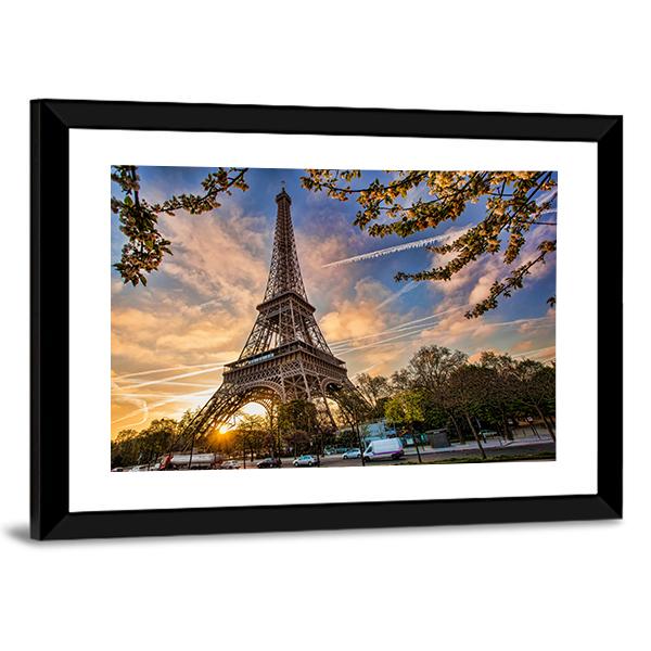 Eiffel Tower In Spring Canvas Wall Art-5 Horizontal-Gallery Wrap-22" x 12"-Tiaracle