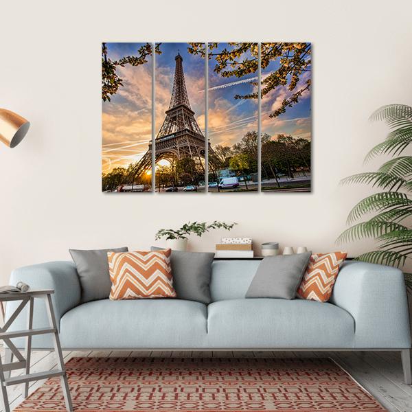 Eiffel Tower In Spring Canvas Wall Art-4 Horizontal-Gallery Wrap-34" x 24"-Tiaracle