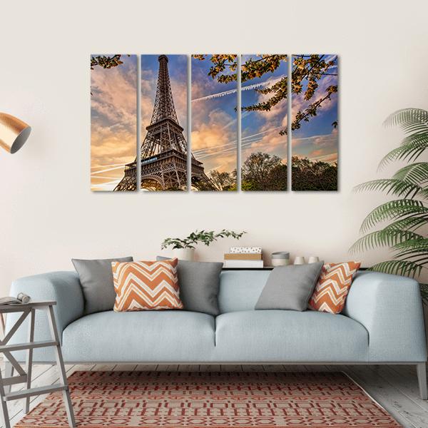 Eiffel Tower In Spring Canvas Wall Art-5 Horizontal-Gallery Wrap-22" x 12"-Tiaracle