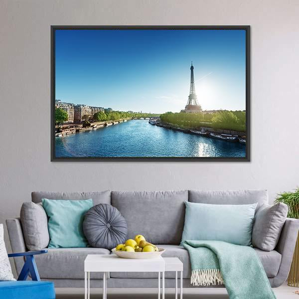 Eiffel Tower In Sunrise Panoramic Canvas Wall Art-1 Piece-36" x 12"-Tiaracle