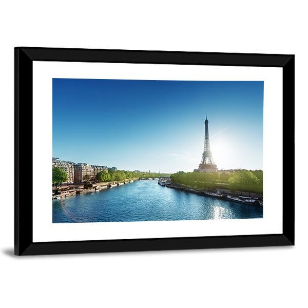 Eiffel Tower In Sunrise Panoramic Canvas Wall Art-1 Piece-36" x 12"-Tiaracle