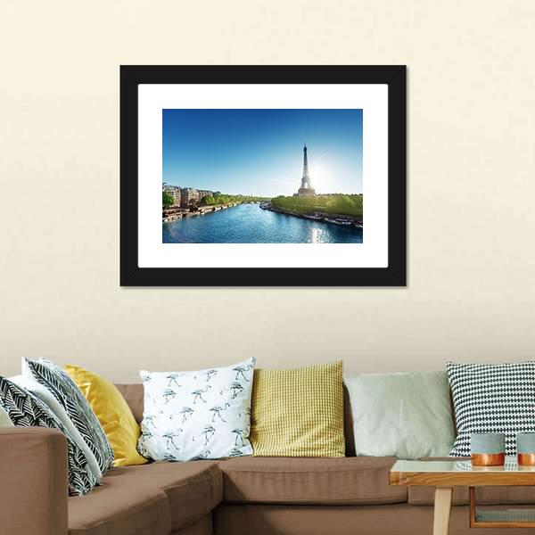 Eiffel Tower In Sunrise Panoramic Canvas Wall Art-1 Piece-36" x 12"-Tiaracle