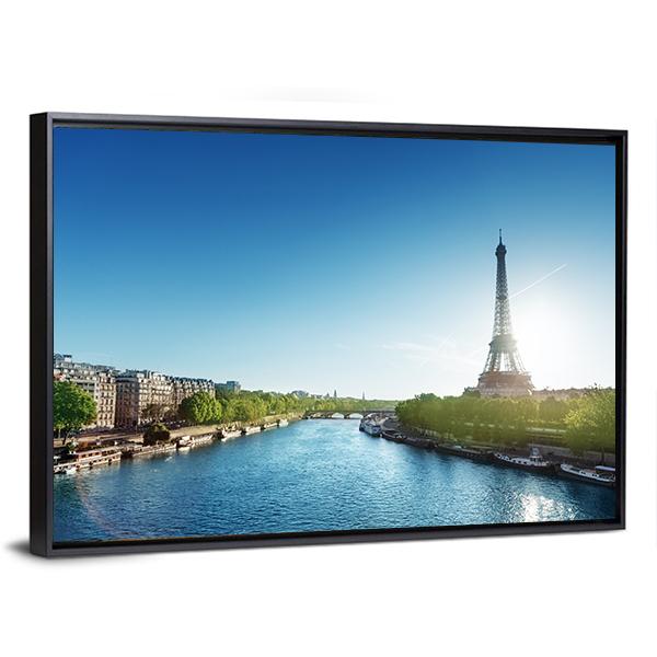 Eiffel Tower In Sunrise Panoramic Canvas Wall Art-1 Piece-36" x 12"-Tiaracle