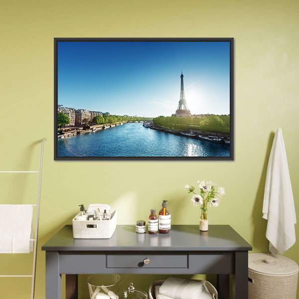 Eiffel Tower In Sunrise Panoramic Canvas Wall Art-1 Piece-36" x 12"-Tiaracle