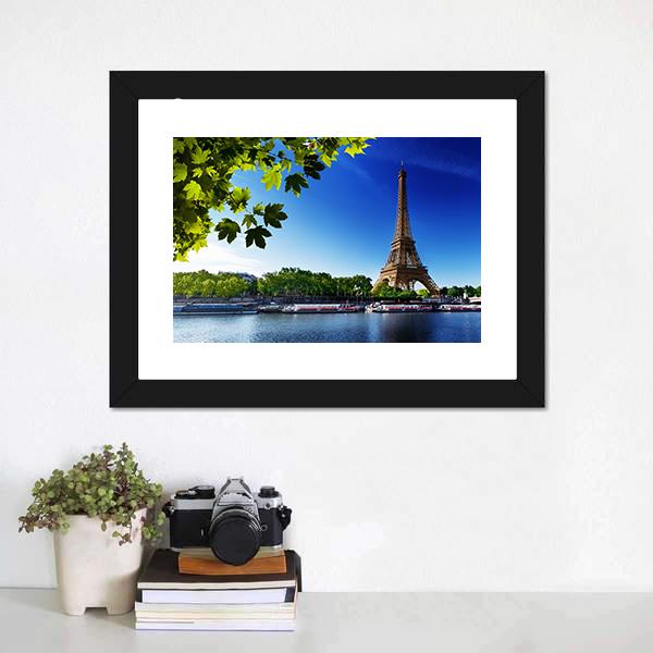 Eiffel Tower In Sunrise Time Canvas Wall Art-5 Horizontal-Gallery Wrap-22" x 12"-Tiaracle