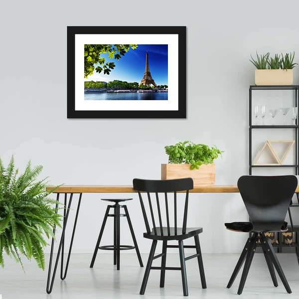 Eiffel Tower In Sunrise Time Canvas Wall Art-5 Horizontal-Gallery Wrap-22" x 12"-Tiaracle