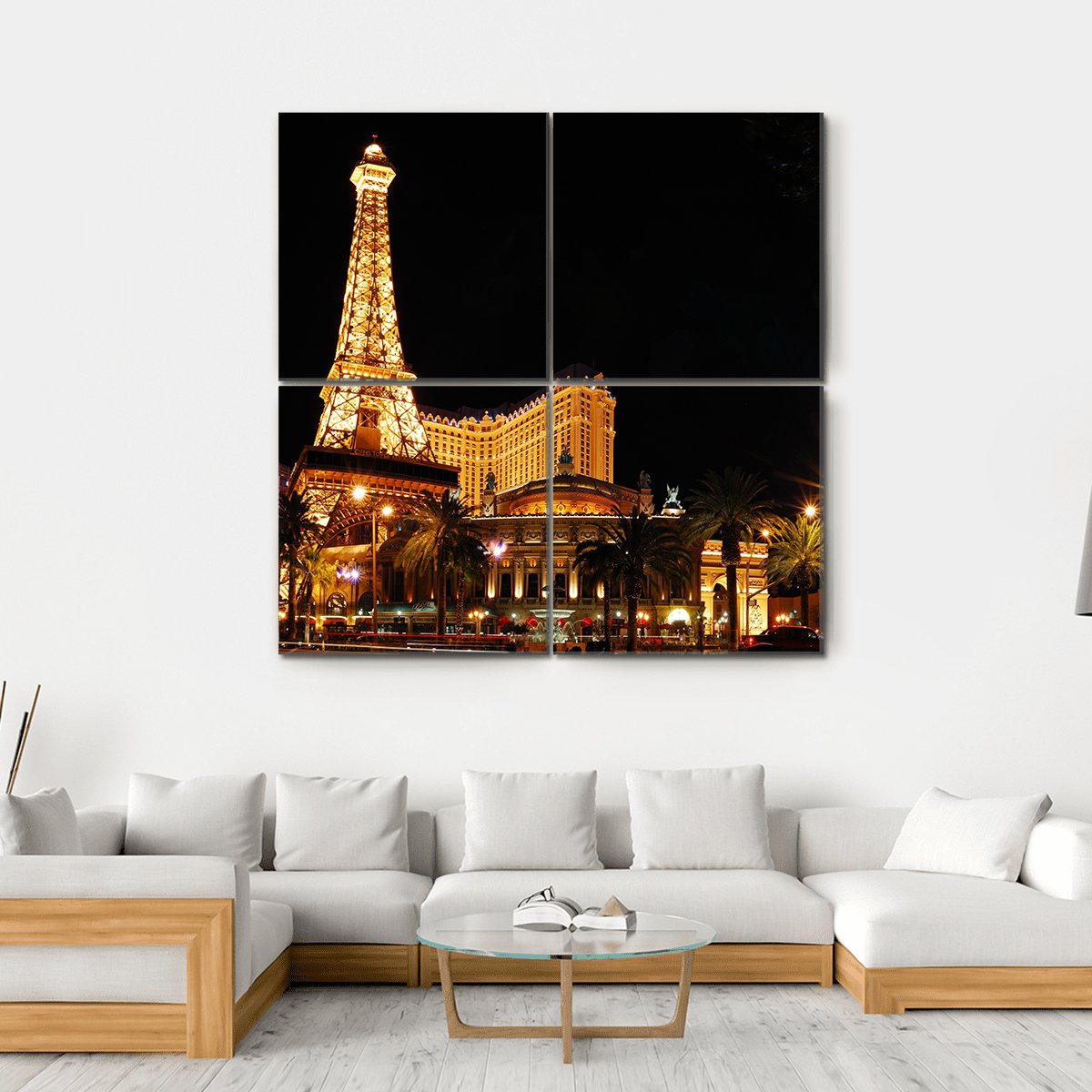 Eiffel Tower On Strip Canvas Wall Art-4 Square-Gallery Wrap-17" x 17"-Tiaracle