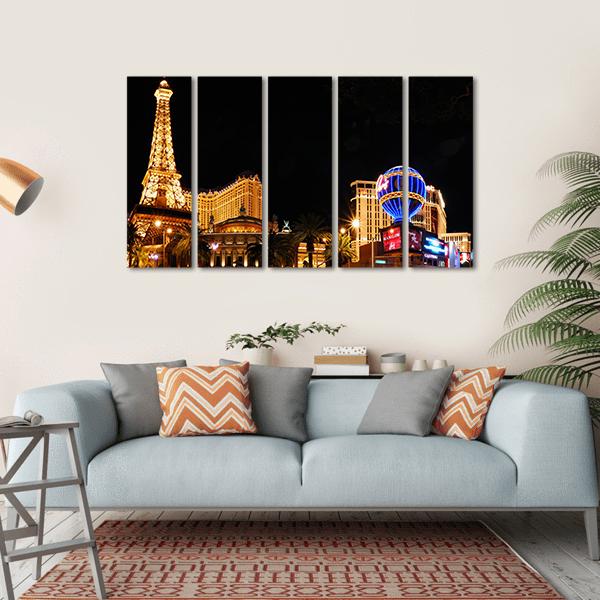 Eiffel Tower On Strip Canvas Wall Art-5 Horizontal-Gallery Wrap-22" x 12"-Tiaracle