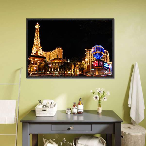 Eiffel Tower On Strip Canvas Wall Art-1 Piece-Floating Frame-24" x 16"-Tiaracle