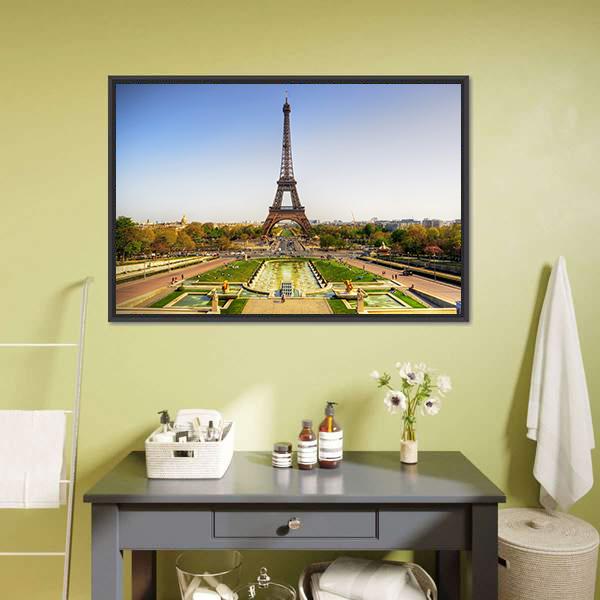 Eiffel Tower Paris Canvas Wall Art-3 Horizontal-Gallery Wrap-25" x 16"-Tiaracle