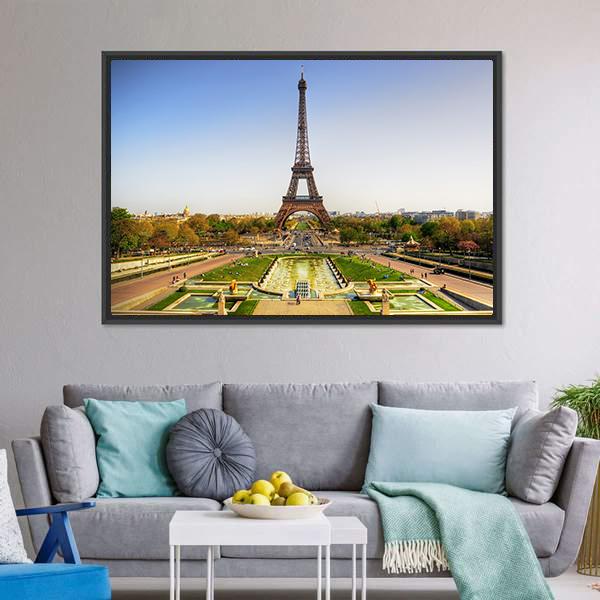 Eiffel Tower Paris Canvas Wall Art-3 Horizontal-Gallery Wrap-25" x 16"-Tiaracle