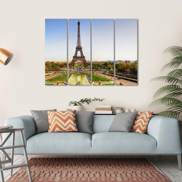 Eiffel Tower Paris Canvas Wall Art-4 Horizontal-Gallery Wrap-34" x 24"-Tiaracle