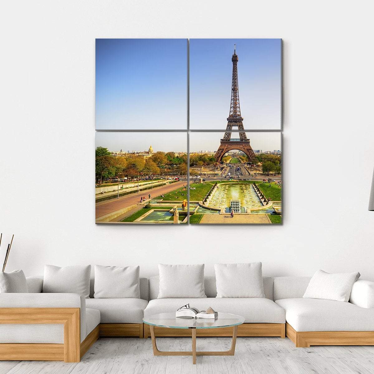 Eiffel Tower Paris Canvas Wall Art-4 Square-Gallery Wrap-17" x 17"-Tiaracle