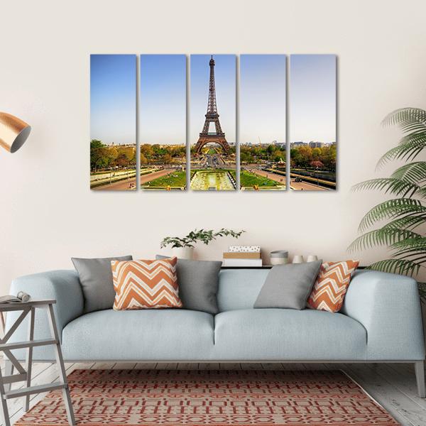 Eiffel Tower Paris Canvas Wall Art-5 Horizontal-Gallery Wrap-22" x 12"-Tiaracle