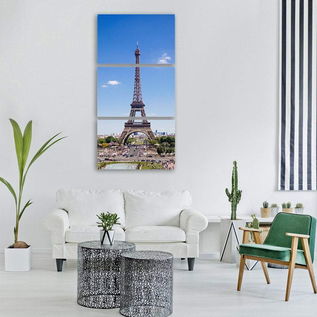 Eiffel Tower Vertical Canvas Wall Art-3 Vertical-Gallery Wrap-12" x 25"-Tiaracle