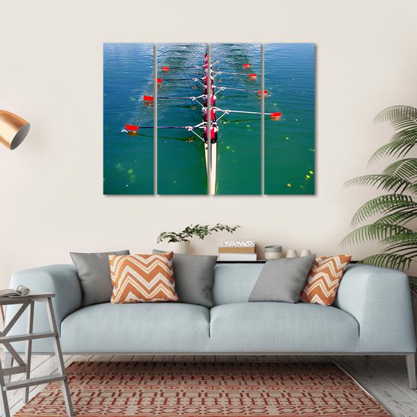 Eight Rowers In Action Canvas Wall Art-4 Horizontal-Gallery Wrap-34" x 24"-Tiaracle