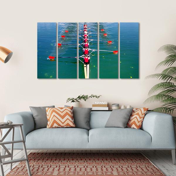 Eight Rowers In Action Canvas Wall Art-5 Horizontal-Gallery Wrap-22" x 12"-Tiaracle