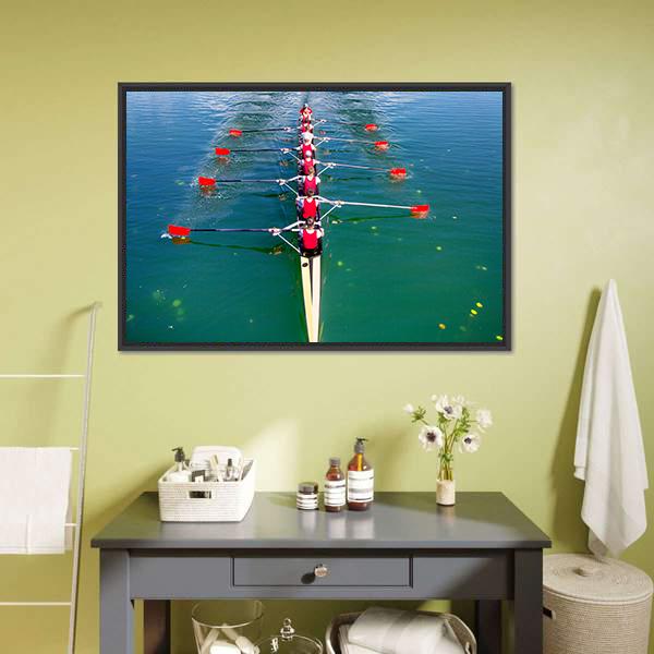 Eight Rowers In Action Canvas Wall Art-5 Horizontal-Gallery Wrap-22" x 12"-Tiaracle