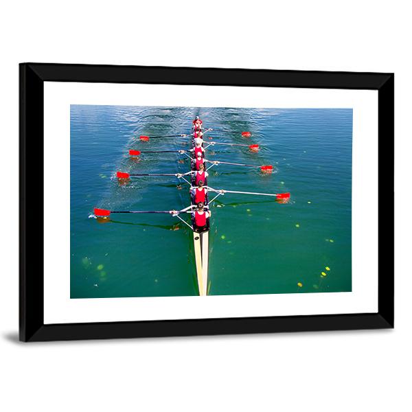 Eight Rowers In Action Canvas Wall Art-5 Horizontal-Gallery Wrap-22" x 12"-Tiaracle