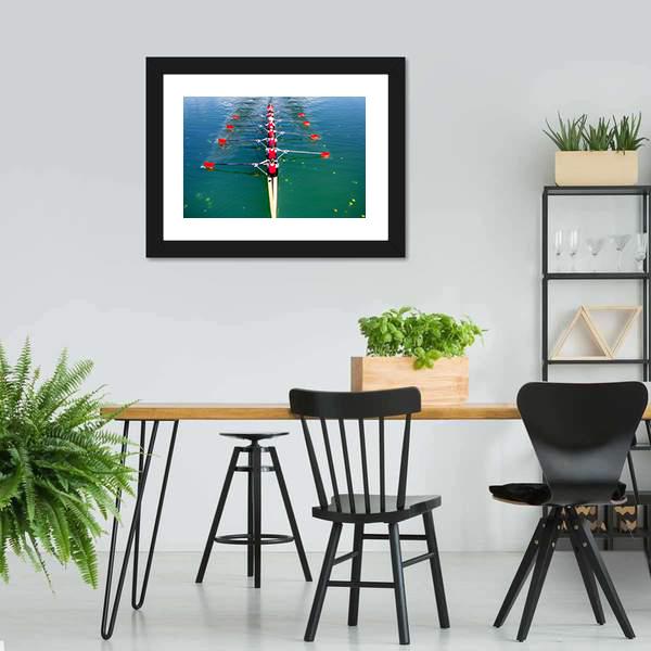 Eight Rowers In Action Canvas Wall Art-5 Horizontal-Gallery Wrap-22" x 12"-Tiaracle