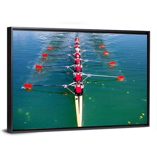 Eight Rowers In Action Canvas Wall Art-5 Horizontal-Gallery Wrap-22" x 12"-Tiaracle