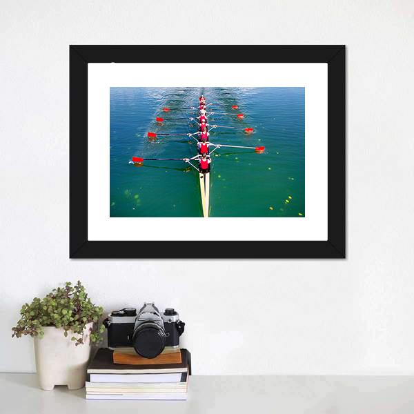 Eight Rowers In Action Canvas Wall Art-1 Piece-Framed Print-20&quot; x 16&quot;-Tiaracle