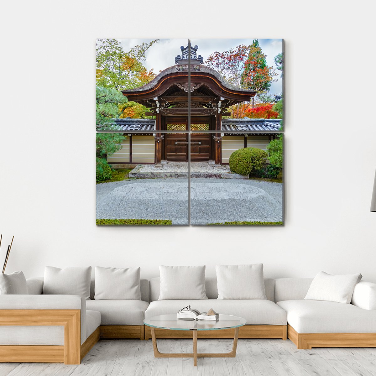 Eikando Zenrin-ji Temple Canvas Wall Art-4 Square-Gallery Wrap-17" x 17"-Tiaracle