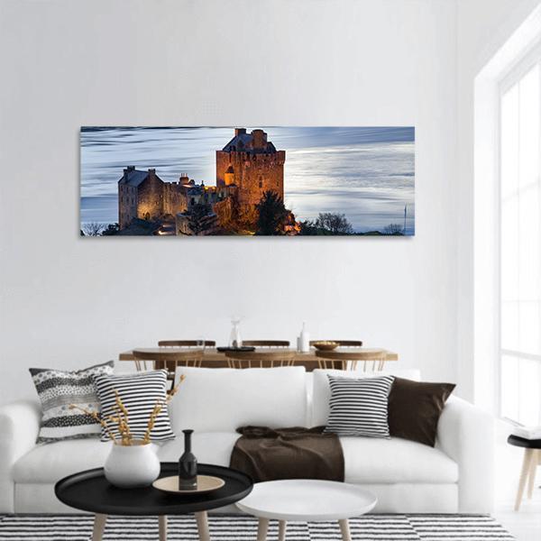 Eilean Donan Castle Scotland Panoramic Canvas Wall Art-1 Piece-36" x 12"-Tiaracle