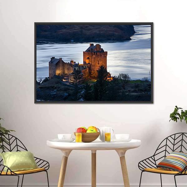 Eilean Donan Castle Scotland Canvas Wall Art-1 Piece-Floating Frame-36" x 24"-Tiaracle
