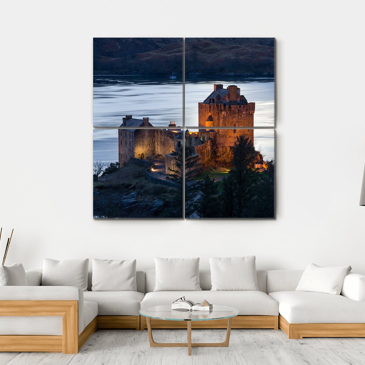 Eilean Donan Castle Scotland Canvas Wall Art-4 Square-Gallery Wrap-17" x 17"-Tiaracle