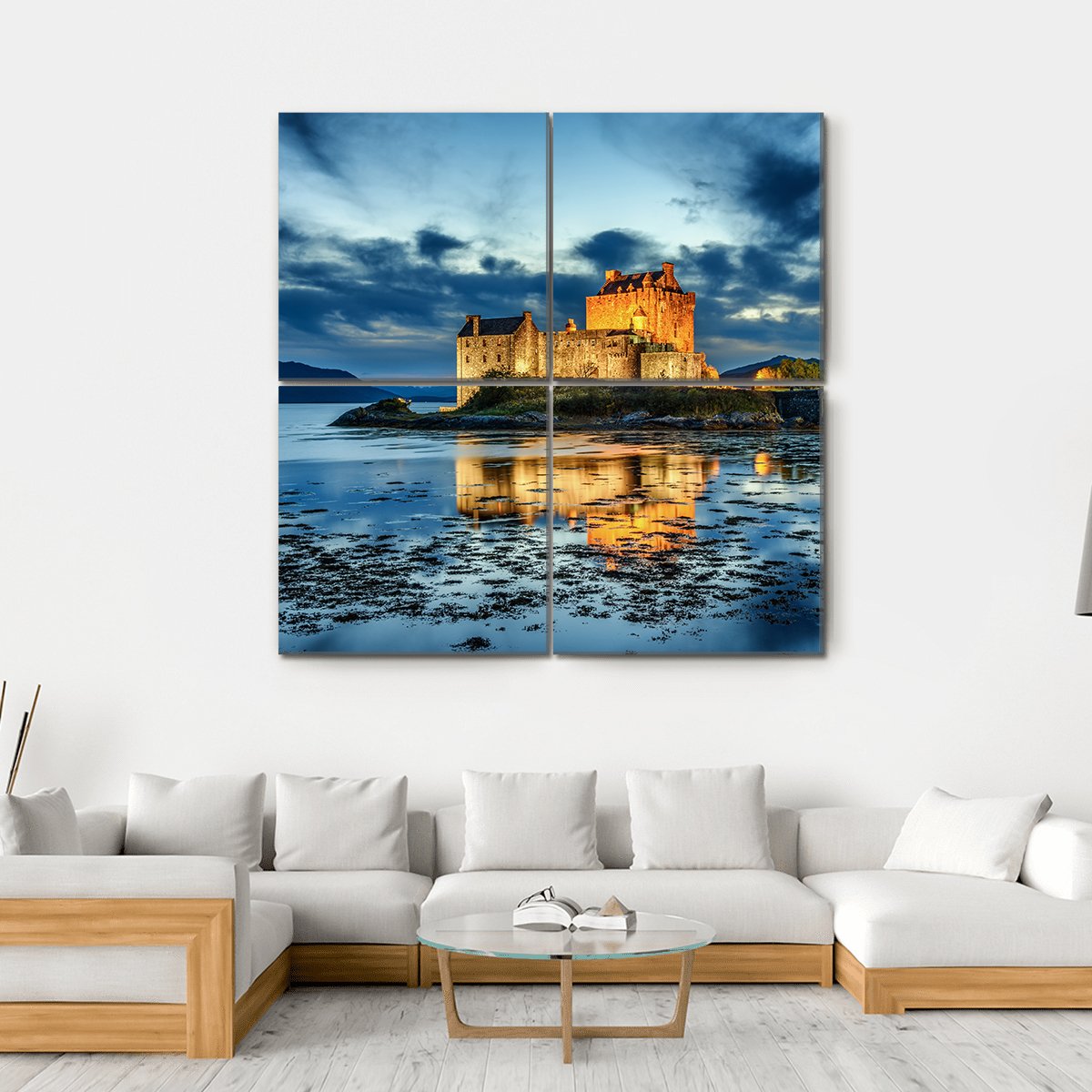 Eilean Donan Castle UK Canvas Wall Art-4 Square-Gallery Wrap-17" x 17"-Tiaracle
