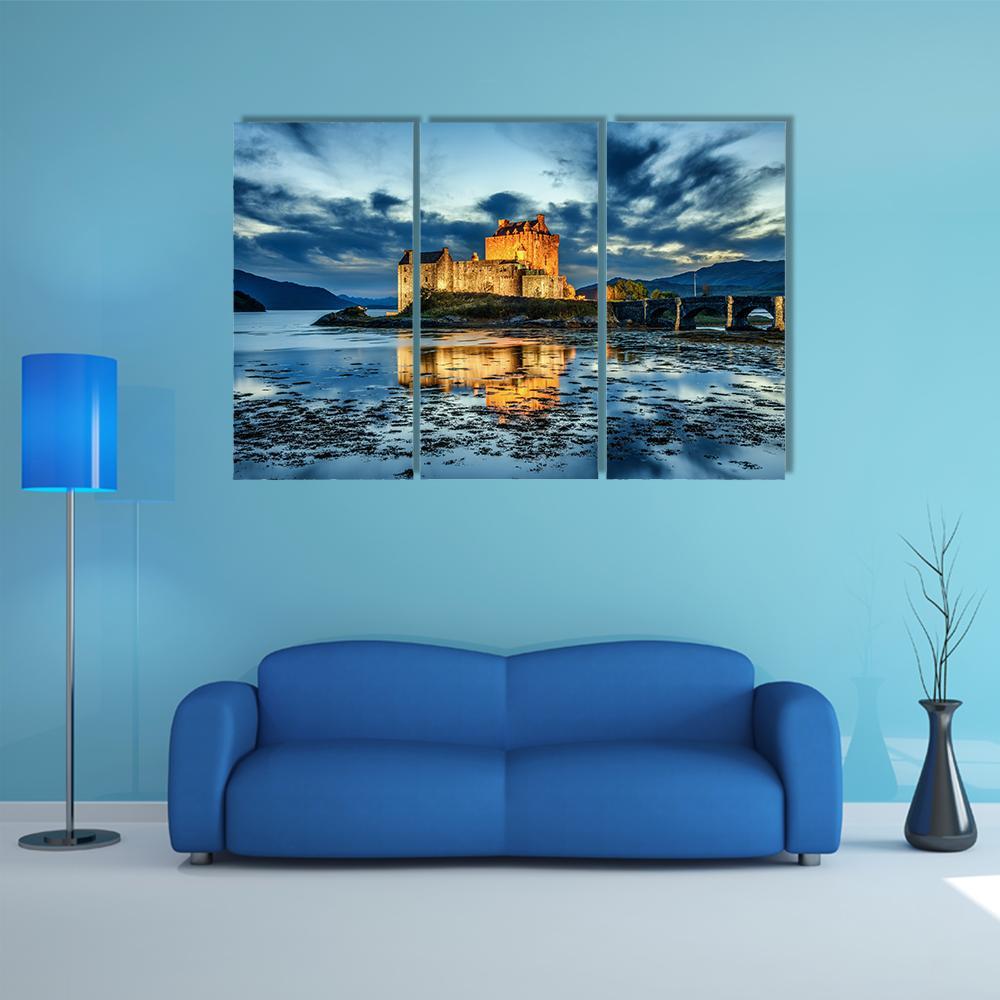 Eilean Donan Castle UK Canvas Wall Art-3 Horizontal-Gallery Wrap-37" x 24"-Tiaracle