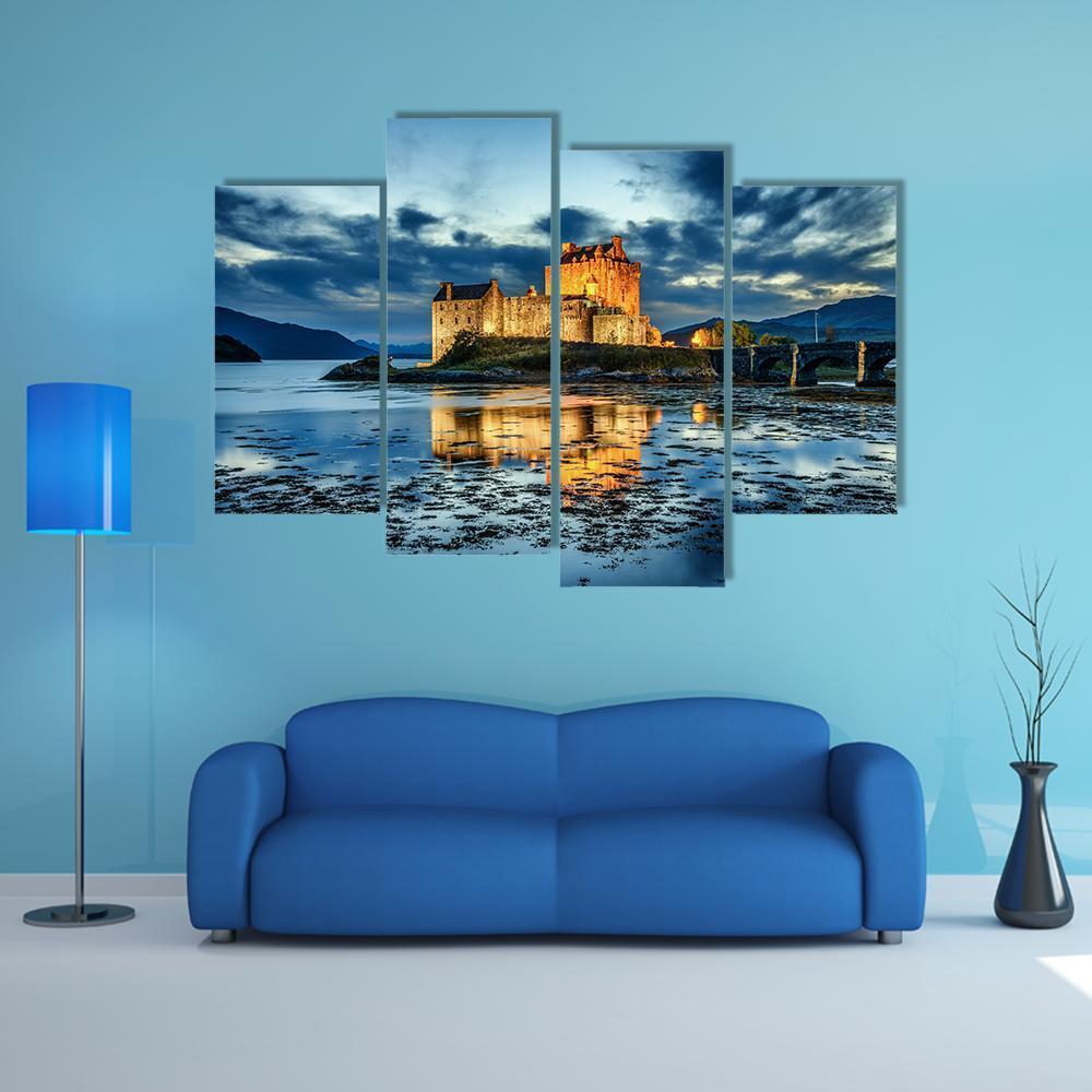 Eilean Donan Castle UK Canvas Wall Art-4 Pop-Gallery Wrap-50" x 32"-Tiaracle