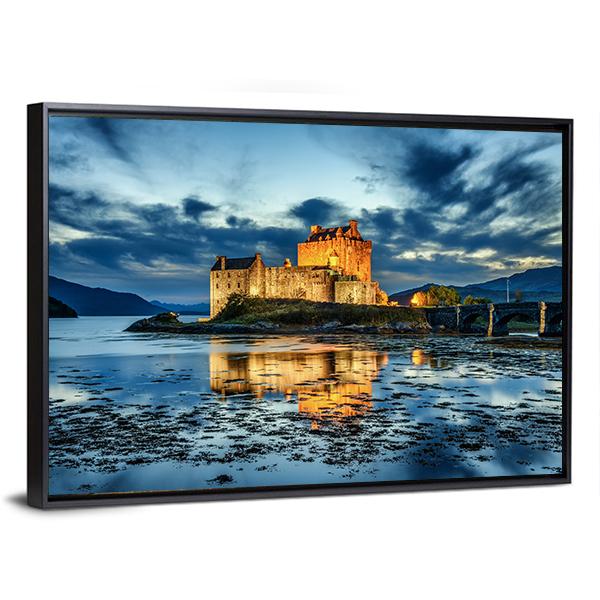 Eilean Donan Castle UK Canvas Wall Art-3 Horizontal-Gallery Wrap-25" x 16"-Tiaracle