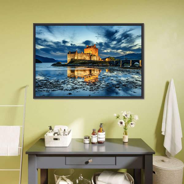 Eilean Donan Castle UK Canvas Wall Art-3 Horizontal-Gallery Wrap-25" x 16"-Tiaracle