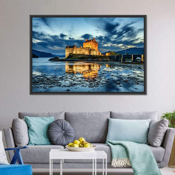 Eilean Donan Castle UK Canvas Wall Art-3 Horizontal-Gallery Wrap-25" x 16"-Tiaracle