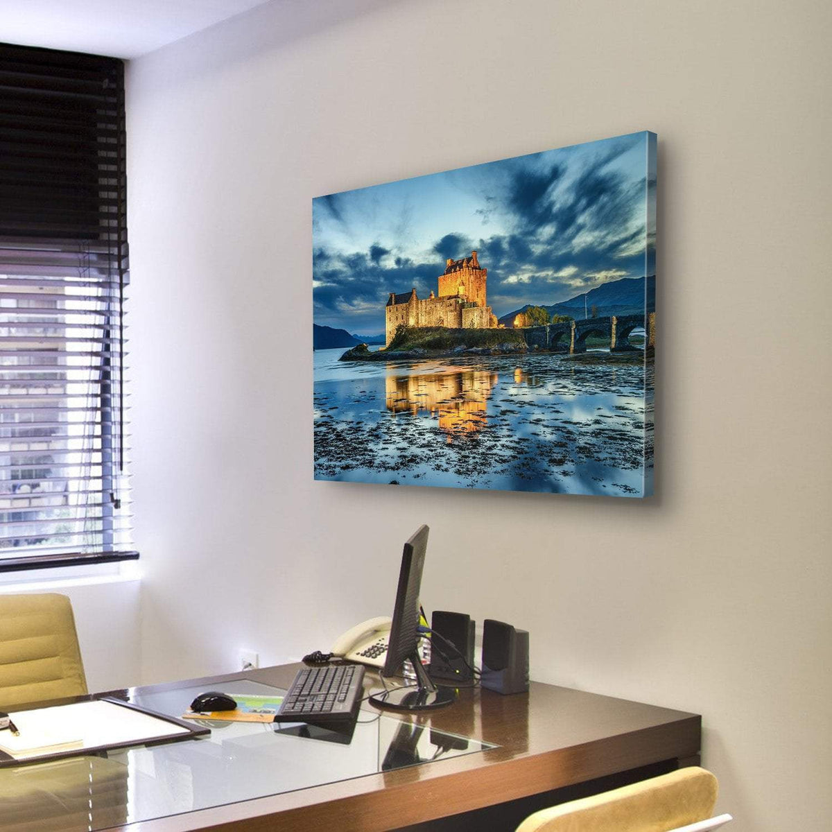 Eilean Donan Castle UK Canvas Wall Art-3 Horizontal-Gallery Wrap-25" x 16"-Tiaracle