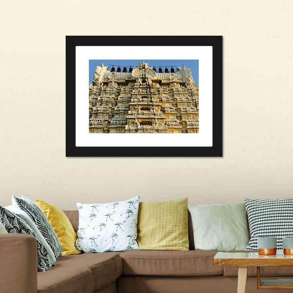 Ekambareswarar Temple Canvas Wall Art-1 Piece-Framed Print-20" x 16"-Tiaracle