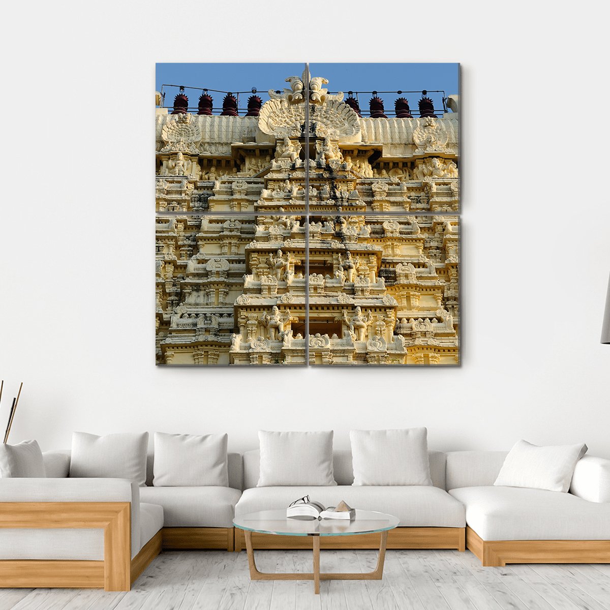 Ekambareswarar Temple Canvas Wall Art-4 Square-Gallery Wrap-17" x 17"-Tiaracle