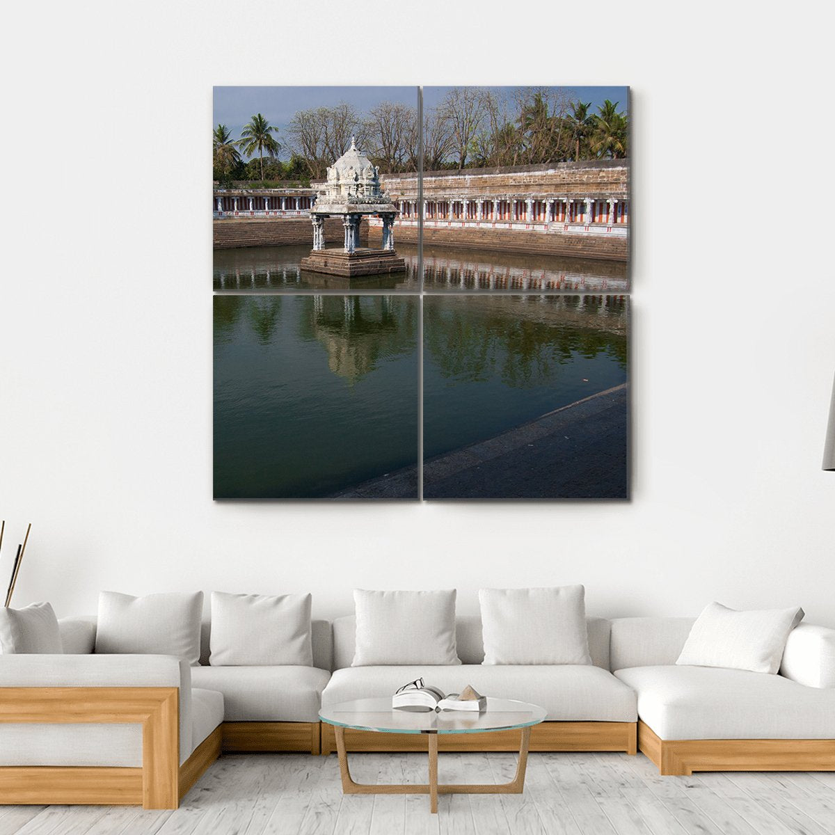 Ekambareswarar Temple Kanchipuram Canvas Wall Art-4 Square-Gallery Wrap-17" x 17"-Tiaracle