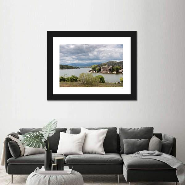 El Burguillo Reservoir Spain Canvas Wall Art-1 Piece-Framed Print-20" x 16"-Tiaracle