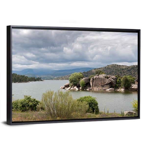 El Burguillo Reservoir Spain Canvas Wall Art-3 Horizontal-Gallery Wrap-25" x 16"-Tiaracle