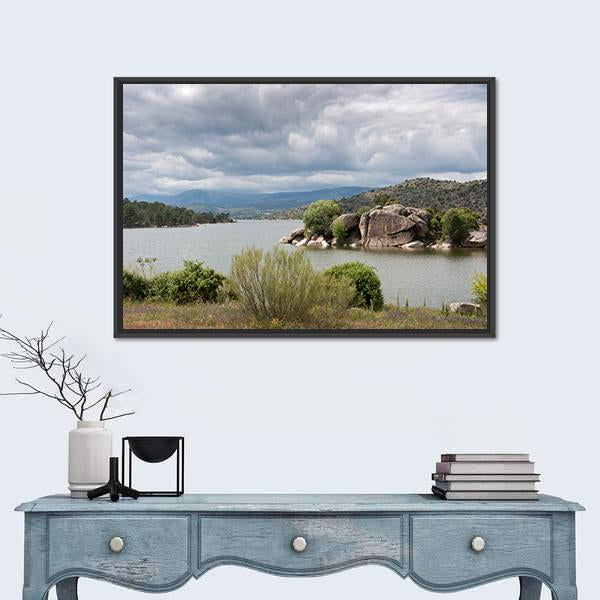 El Burguillo Reservoir Spain Canvas Wall Art-3 Horizontal-Gallery Wrap-25" x 16"-Tiaracle
