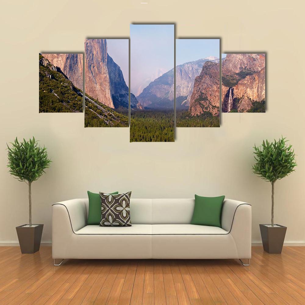 El Capitan Yosemite Valley Canvas Wall Art-5 Star-Gallery Wrap-62" x 32"-Tiaracle
