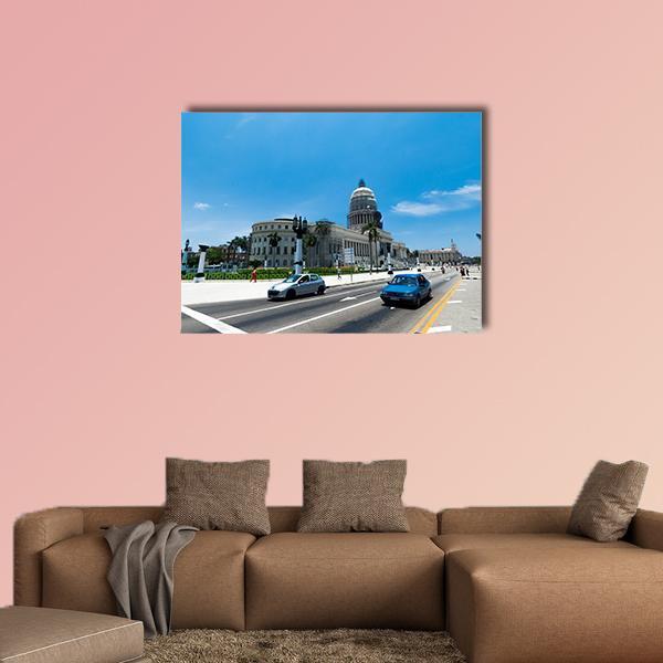 El Capitolio In Havana Canvas Wall Art-1 Piece-Gallery Wrap-48" x 32"-Tiaracle