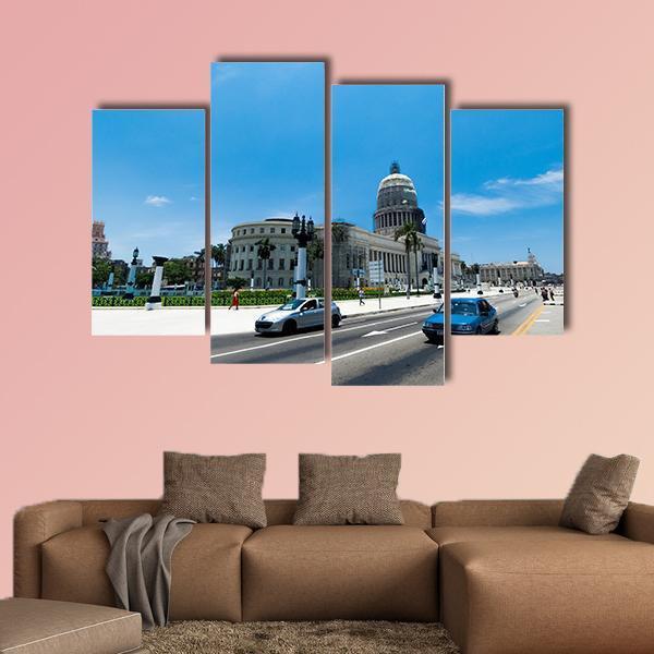 El Capitolio In Havana Canvas Wall Art-4 Pop-Gallery Wrap-50" x 32"-Tiaracle