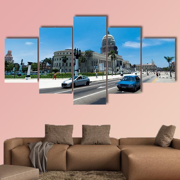 El Capitolio In Havana Canvas Wall Art-4 Pop-Gallery Wrap-50" x 32"-Tiaracle