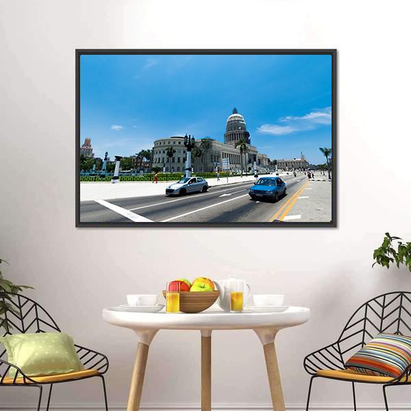 El Capitolio In Havana Canvas Wall Art-1 Piece-Floating Frame-24&quot; x 16&quot;-Tiaracle